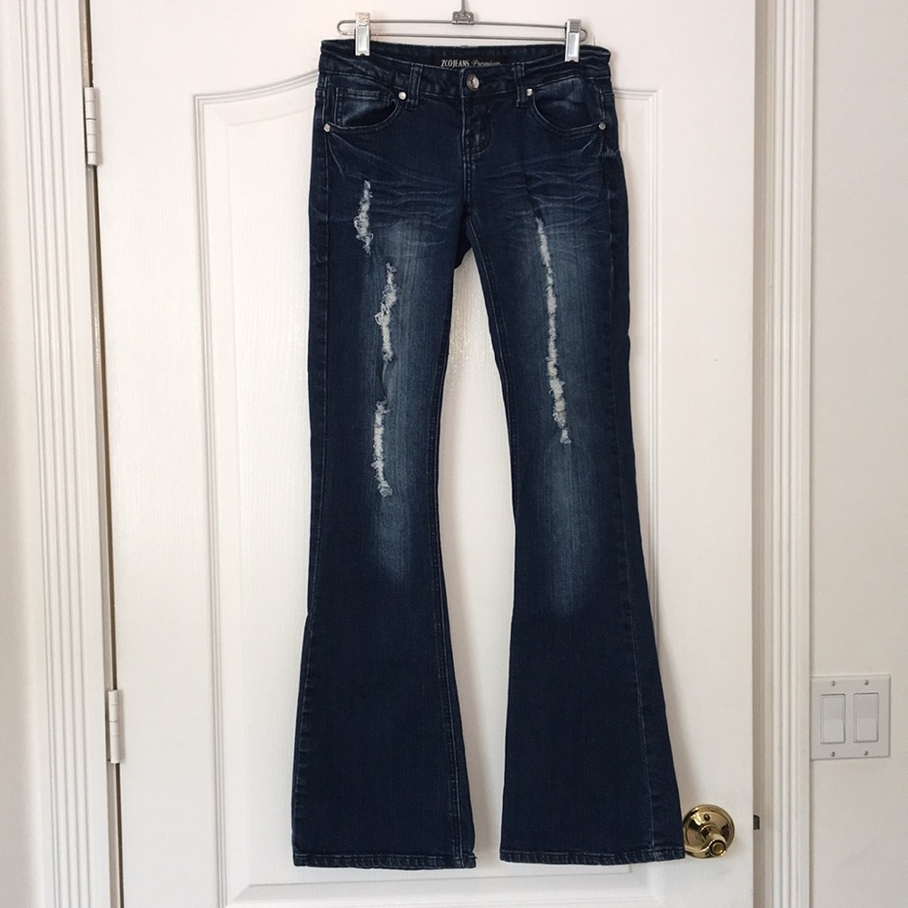 ZCO Premium Dark Wash, Boot Cut, Destroyed Jeans